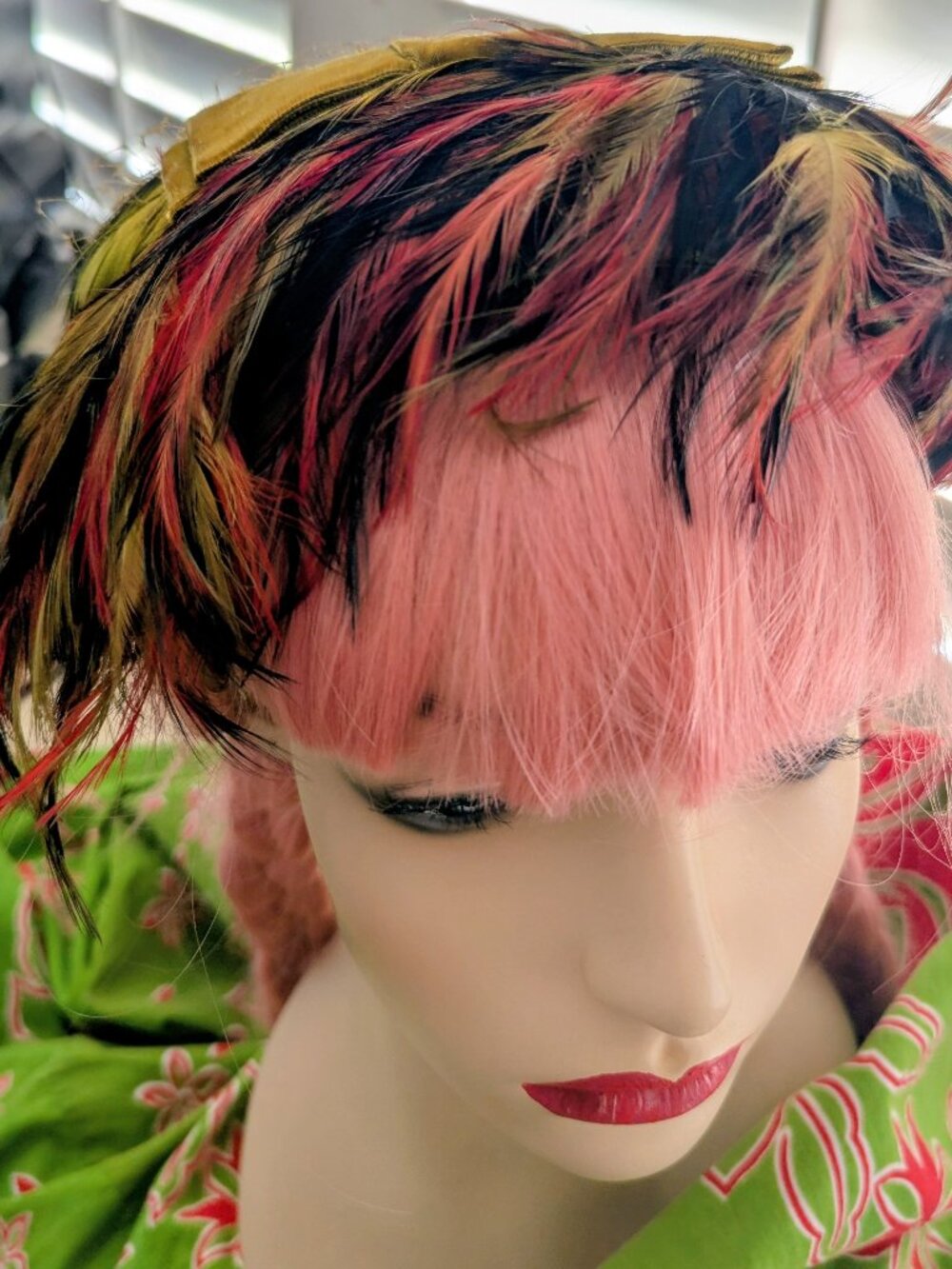 Vintage Feather Hat By Palomere Union Tag 1940's-50's Half Hat-Feather Hat